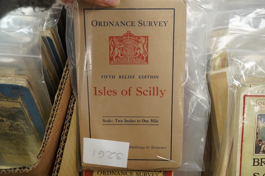 A collection of Ordnance Survey maps, including; One Inch series, Fifth Relief Edition, Tourist Map series, Quarter-inch series, etc. (2 boxes)